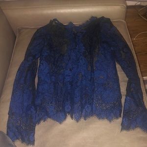 Lace electric blue and black top